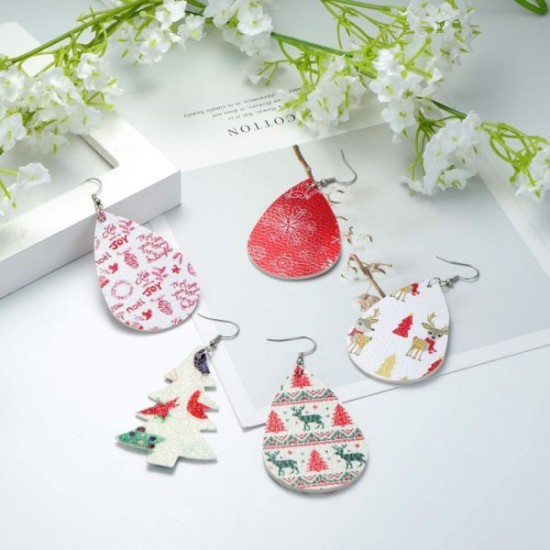 16 Pair Teardrop Leather Earrings Christmas Tree Earring For Women Petal Dangle Drop Earring Lightweight 16 Pair Teardrop Leather Earrings Christmas Tree Earring For Women Petal Dangle Drop Earring Lightweight